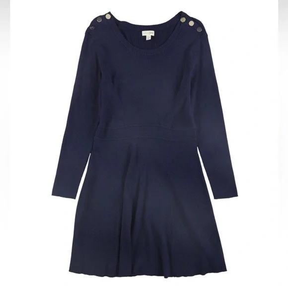 Maison Jules Womens Ribbed Sweater Dress with Buttons - size L - Picture 3 of 11